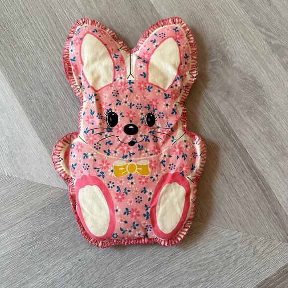 Easter Bunny Rabbit Plush Stuffed Animal Decor Handmade Pink Granny Cottage Core - Picture 1 of 8